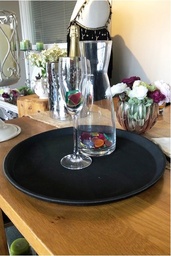 [H-RNST] Waiters Tray - Black Round Non-Slip