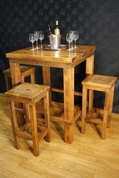 [H-WLEANER] Bar Leaner  Wooden with 4 Stools