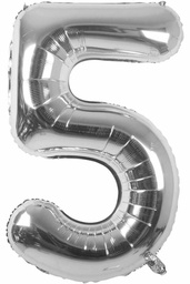 [5SIL] Foil Helium Balloon #5 Silver - 100cm (for sale)