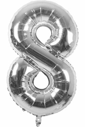 [8SIL] Foil Helium Balloon #8 Silver - 100cm (for sale)
