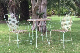 [H-VINTAGETC] Table - French Antique Signing Set incl Chairs