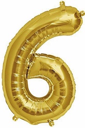 [6GLD] Foil Helium Balloon #6 Gold - 100cm (for sale)