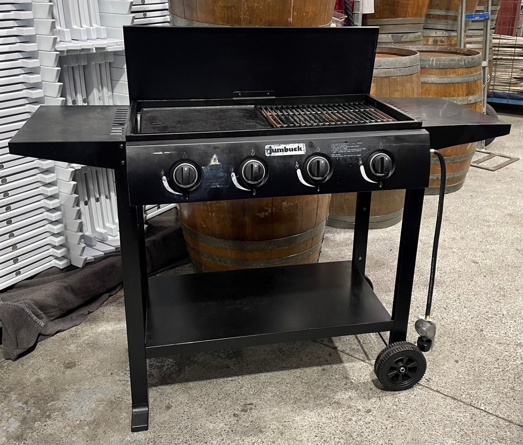 4 Burner Gas BBQ - Hot Plate Barbeque - Flat Top Trolley Barbecue Grill