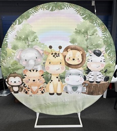[H-BDJUNGLE] Backdrop Round Birthday Party Décor Jungle Animals
