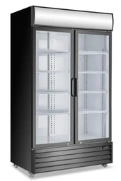 [H-DBLFRIGB] Fridge - Double Glass Door Black